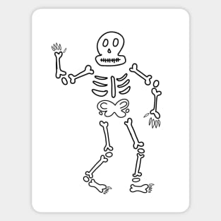 Waving Skeleton Doodle Skull and Bones, made by EndlessEmporium Sticker